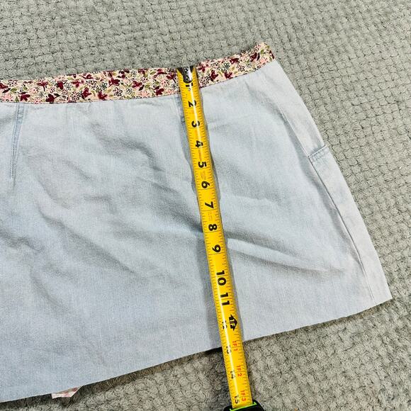 vintage y2k floral ultra micro mini low rise jean skirt cutie cottage core 10 - Picture 4 of 6